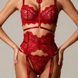 Ensemble de lingerie cinq pièces - MOON Rouge
